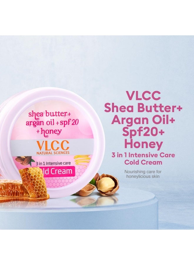 VLCC 3 In 1 Intense Care Cold Cream (200G, Shea Butter, Argan Oil, Honey And Niacinamide Cold Cream For Dry Skin, Spf 20 Face Cream For Winters, Minimizes Pores And Moisturizes) - Image 2